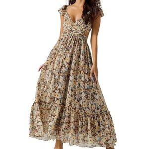 Astr Floral Print Maxi Dress